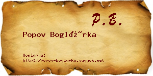 Popov Boglárka névjegykártya